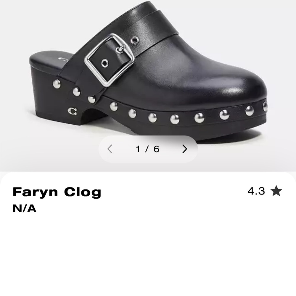 NWT Coach Faryn Black Leather Women’s Clogs size 7.5.